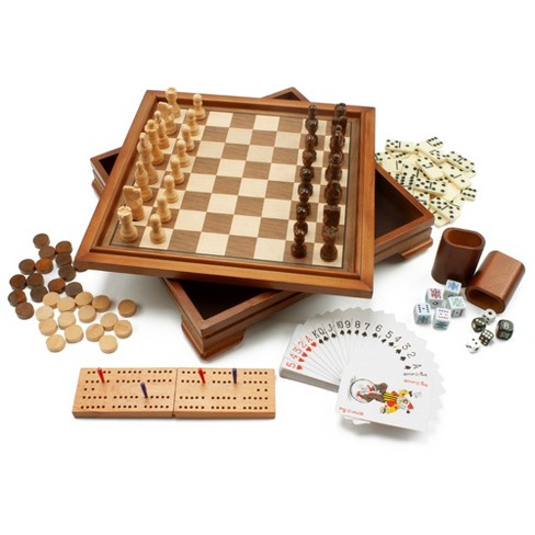 WE Games 7 in 1 Combination Game Set Chess Checkers Backgammon Dominoes outlet Cards