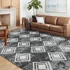Washable Modern Geometric Grid Rug Non Slip Low Pile Rug Soft Contemporary Throw Floor Cover Foldable Indoor Carpet for Living Room Bedroom - 3 of 4