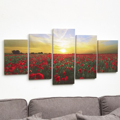 Lakeside 5 Piece Canvas Wall Art Set – Sunset Poppies