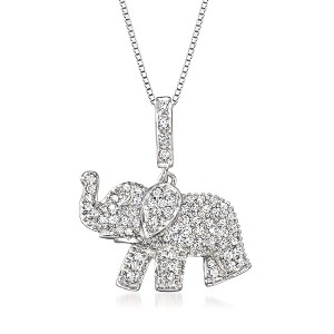 Ross-Simons 0.33 ct. t.w. Pave Diamond Baby Elephant Pendant Necklace in Sterling Silver - 1 of 3