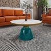 LeisureMod Tully Collection Glass Coffee Table, Gold Rim with Glass/ Sintered Stone Top - 2 of 4