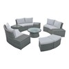 CAVINAS 10-Piece Patio Outdoor Seating Sets, Half Round Patio Rattan Sofa Set, PE Wicker Conversation Furniture Set for Free Combination, Light Gray - 4 of 4