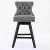 CAVINAS Swivel Dining Chairs with Curved Backrest, Velvet Barstools withThick Cushion, and Solid Rubber Wood Legs, Set of 2 - 4 of 4