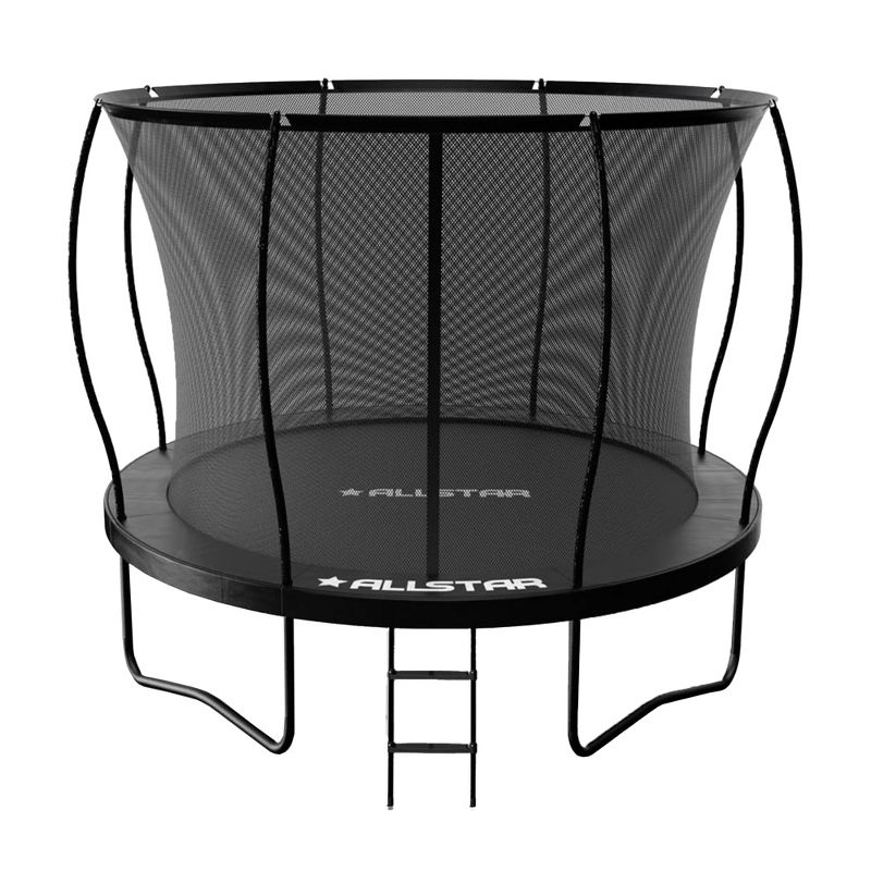 ALLSTAR 10 Ft Round Trampoline for Kids Outdoor Backyard Play Equipment Playset with Net Safety Enclosure and Ladder, 1 of 9