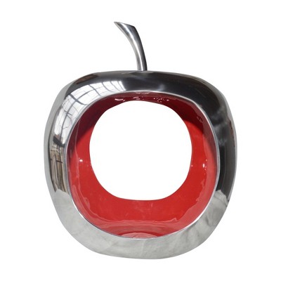 HomeRoots 13" Red and Silver Buffed Aluminum Tabletop Sculpture