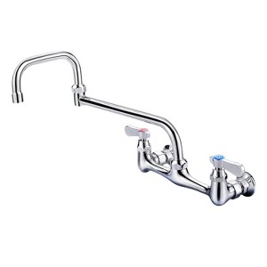 WOWOW Double Handle Wall Mount Standard Kitchen Faucet 18 in. Swivel Jointed Spout and Double Joint Swing Arms in Polished - 1 of 4