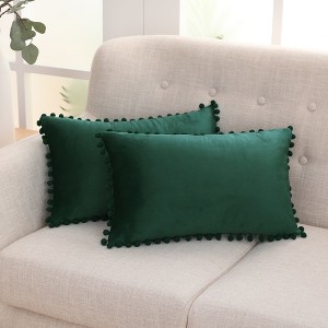 Deconovo Velvet Pom-Pom Pillow Covers 2-Pack – Multiple Sizes (Cover Only) - 1 of 4