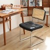 VYNXARIA Dining Chairs Set of 2, Fauex Leather Rattan Side Accent Chairs with Chrome Legs, Modern Mid Century Breuer Designed Chairs£¬Black - 3 of 4