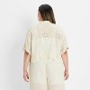 Women's Short Sleeve Embroidered Tie-Front Blouse - Future Collective - 2 of 3