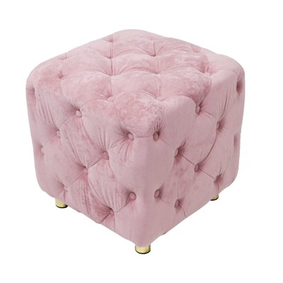 VisioGear Modern Upholstered Ottoman, Soft Foot Stool, Dressing Makeup Chair, Comfortable Seat for Living Room, Bedroom, Pink, 18.11"*18.11"*18.9"