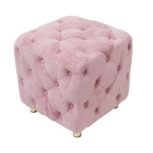 DSVIMOY Modern Upholstered Ottoman, Soft Foot Stool, Dressing Makeup Chair, Comfortable Seat for Living Room, Bedroom, Pink, 18.11"*18.11"*18.9" - 1 of 4