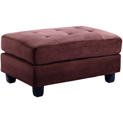 Malone Chocolate Tufted Ottoman with Wood Frame