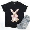 Bunny Watercolor With Bow - Women's Garment Dyed Graphic T-Shirt - 3 of 4