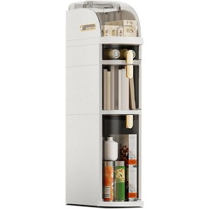 4-Tier Narrow Bathroom Storage Cabinet, Slim Rolling Storage Organizer with Drawers, Wheels,Toilet Paper Holder for Small Spaces - 1 of 4