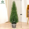 Hykolity Artificial Cedar Topiary Tree, 3FT 4FT with Barrel Planter, Faux Pine Shrubs Plant, Outdoor Indoor Home Decor Realistic Fake Plants, 2-Pack - 4 of 4