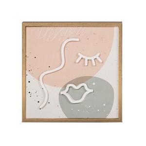 Totalee Gift Peach Watercolor Decor Block Wood Multicolored - 1 of 2