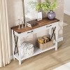 Nasitip 31" Console Table, Industrial Entryway Table with Drawers and Open Storage Shelf, 2-Tier Narrow Sofa Table,White+Brown - 2 of 4