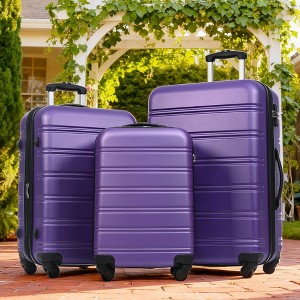 KWPZQEB Luggage Sets 3Pcs, Hardshell Suitcases with Spinner Wheels & TSA Combination Lock, Lightweight ABS Suitcase with Expandable, 20"/24"/28" - 1 of 4