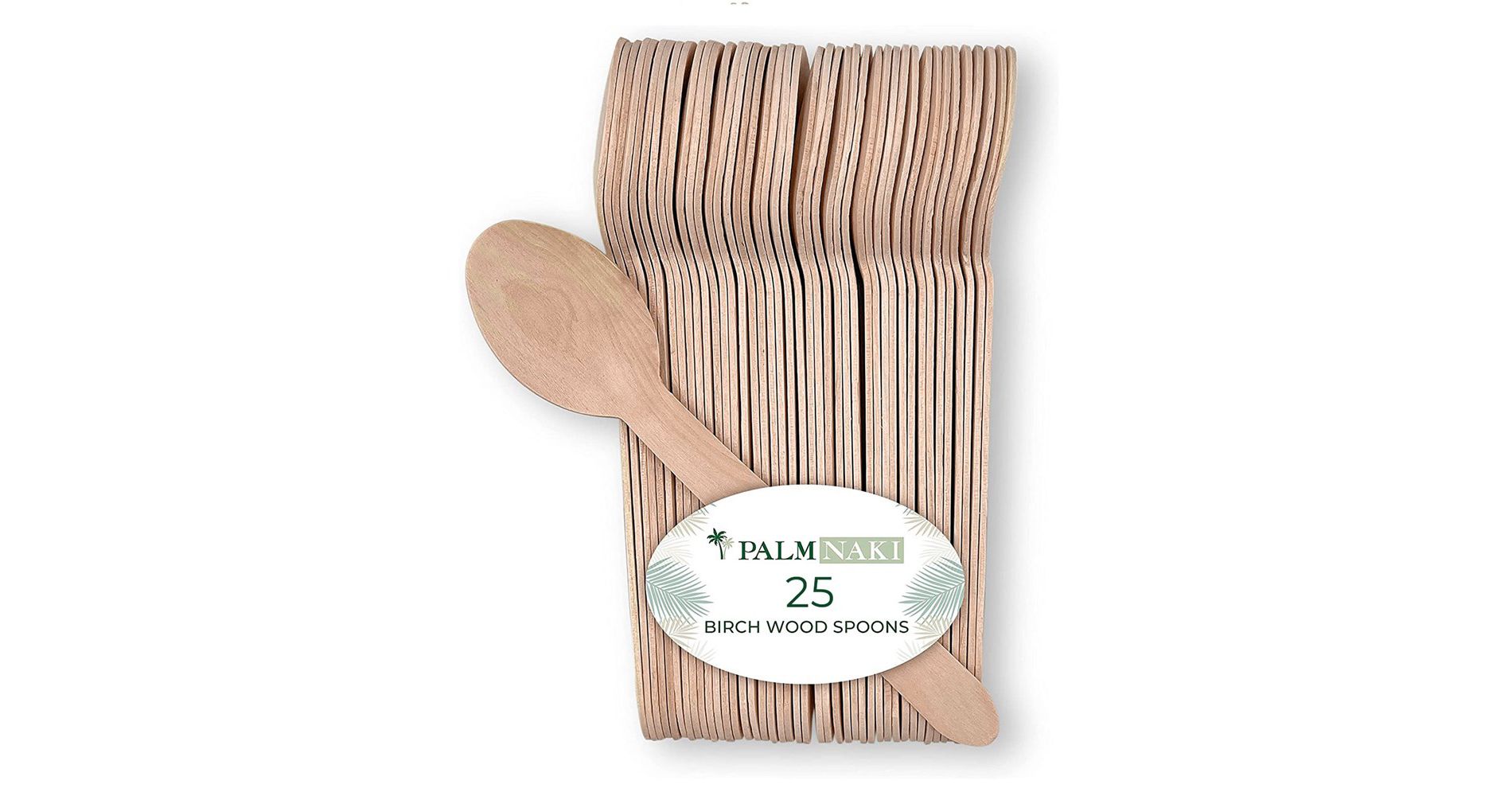 Palm Naki Birchwood Spoons Eco-Friendly Compostable, Biodegradable Disposable Cutlery,