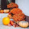 Attop Artificial Fall Flowers Outdoor Fake Mums - 16 Bundles Fake Plants UV Resistant No Fade Faux Plastic Red Orange - 3 of 4