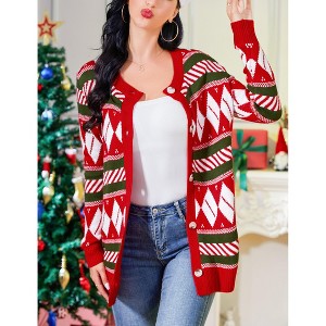 Ugly Christmas Sweaters Cardigans for Women Soft Comfy Holiday Long Sleeve Wintertime Fuzzy Pullover Xmas Knit Sweaters - 1 of 4