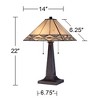Robert Louis Tiffany Art Deco Accent Table Lamp 21.5" High Mission Bronze Stained Glass Shade for Living Room Family Bedroom Bedside Office - 4 of 4