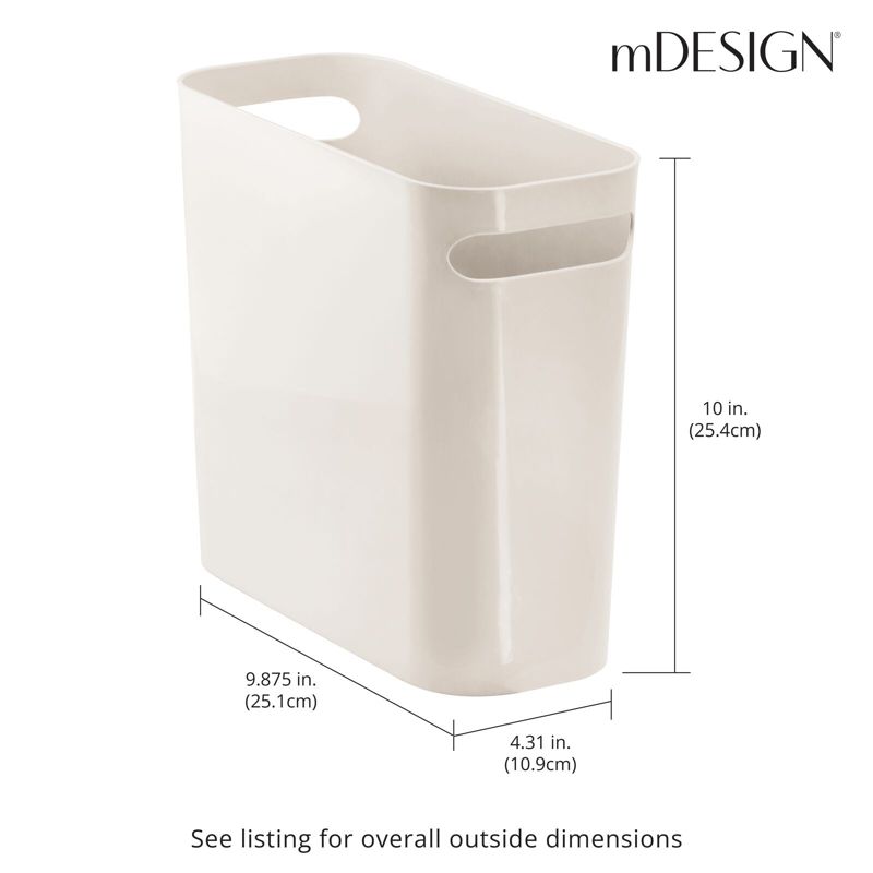 mDesign Plastic Small 1.5 Gal./5.7 Liter Trash Can with Built-In Handles, 3 of 7