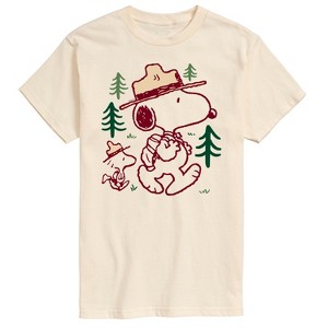 Men's - Peanuts - Snoopy Woodstock Hiking Short Sleeve Graphic T-Shirt - 1 of 4
