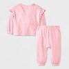 Baby Girls' 2pc Ruffle Cozy Thermal Sweatshirt & Jogger Pants Set - Cat & Jack™ - 2 of 4