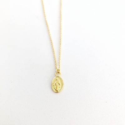 Sanctuaire Dainty Oval Saint Medallion Coin Necklace Gold : Target