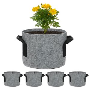 Unique Bargains Thickened Fabric Durable Handles Multipurpose Good Drainage Plant Grow Bags 5 Pcs - 1 of 4