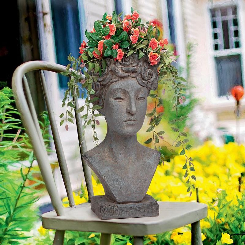 Design Toscano Flora, Roman Nymph of Flowers Sculptural Head Planter, 1 of 10