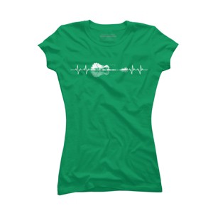 Junior's Design By Humans Nature Guitar Heart Beat By Maryedenoa T-Shirt - 1 of 2
