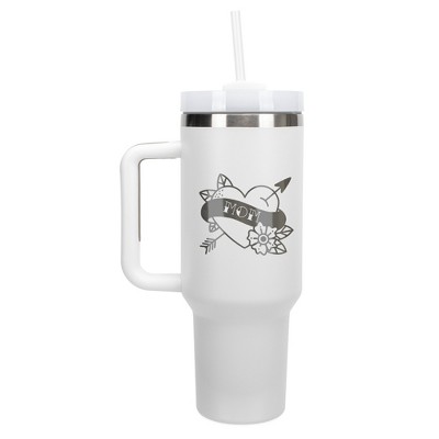 100 North Classic Mom Love Heart Tattoo Wrap-Around 40 Oz. Stainless Steel Water Bottle Coffee Mug, Spill & Leak Resistant, Travel Tumbler with
