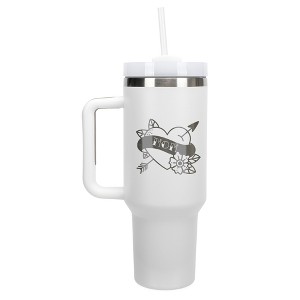 100 North Classic Mom Love Heart Tattoo Wrap-Around 40 Oz. Stainless Steel Water Bottle Coffee Mug, Spill & Leak Resistant, Travel Tumbler with - 1 of 4
