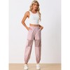 Allegra K Women's High Waist Sports Elastic Mesh Panel Sheer Baggy Cargo Pants - 4 of 4