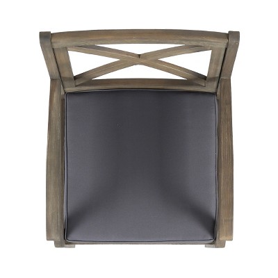 Gray Acacia Wood Outdoor Dining Chairs with Cushions, Set of 2