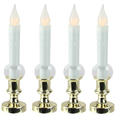 Northlight 4ct LED Flickering Window Christmas Candle Lamp with Timer 8.5" - White/Gold