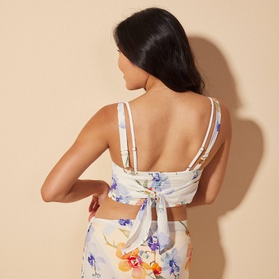 Shade & Shore Women's Floral Cover Up Crop Top - Shade & Shore™ White/Blue M — фото 6