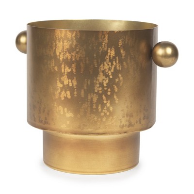 HomeRoots 9" Gold Cast Iron Round Table Vase
