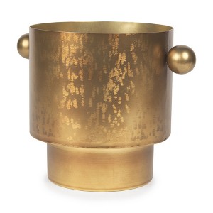 HomeRoots 9" Gold Cast Iron Round Table Vase - 1 of 4