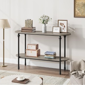 Entryway Table, 43.3" Console Table with Storage, 2 Tier Sofa Table with Metal Frame and MDF, Behind Couch Table for Living Room, Hallway -Grey - 1 of 4