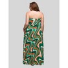 24seven Comfort Apparel Plus Size Green Print A Line Strapless Maxi Dress With Pockets - 3 of 4