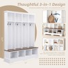 PAGED Wood Hall Tree with 5 Hooks, Farmhouse Coat Rack with Shoe Bench and Storage Shelves, Entryway Shoe Storage for Mudroom, Living Room - 4 of 4
