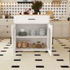 80" Expandable Kitchen Island with Dining Table, Kitchen Rolling Cart with Cabinet & 2 Drawers, Utility Trolley Cart On Wheels for Dining Room - 2 of 4