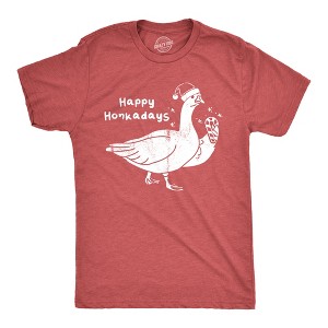 Mens Happy Honkadays T Shirt Funny Xmas Party Goose Joke Tee For Guys - Crazy Dog Men's T Shirt - 1 of 4