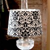 Aladdin Oil Lamp Shade, Cloth, 12 inch Base Fitter Lampshade, Black and White Damask Print - 2 of 4