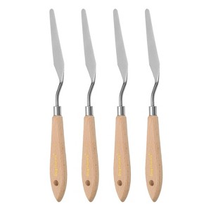 Unique Bargains Stainless Steel Flexible Pointy Wood Handle Painting Mixing Knife 4 Pcs - 1 of 4