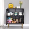 Storage Cabinet, Modern Sideboard Cabinet with 2 Decorative Embossed Pattern Doors, Buffet Cabinet with Adjustable Shelf for Kitchen, Entry - 4 of 4