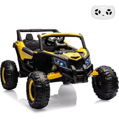 24V Kids Ride-On UTV Car with Remote Control, Spring Suspension, LED Lights, Music & USB, Metal Frame Battery Powered Electric Vehicle Toy